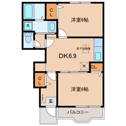 徳永東 徒歩13分 1階の物件間取画像